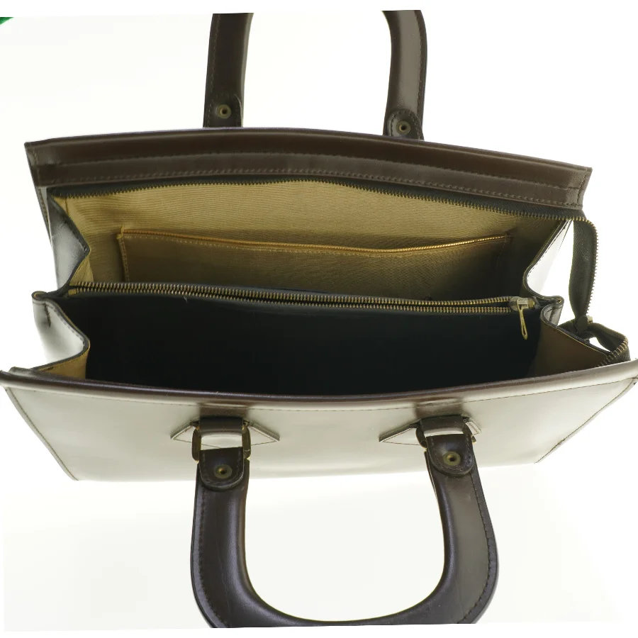 Vintage læder håndtaske (str. 41 x 25 cm)