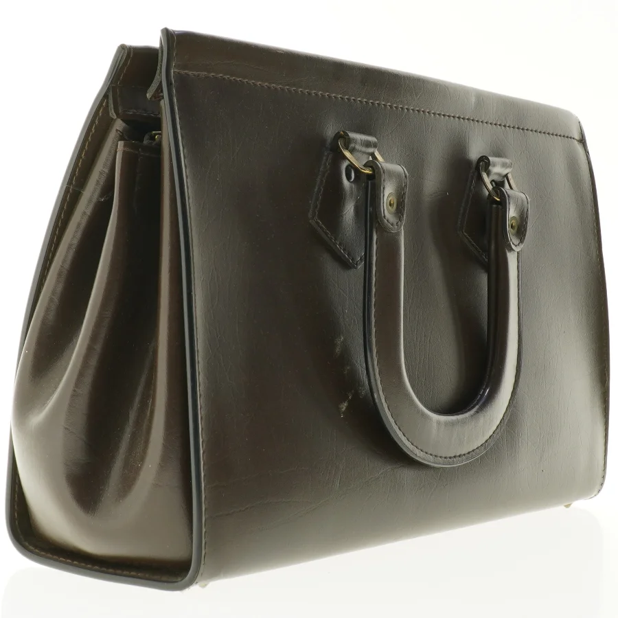Vintage læder håndtaske (str. 41 x 25 cm)