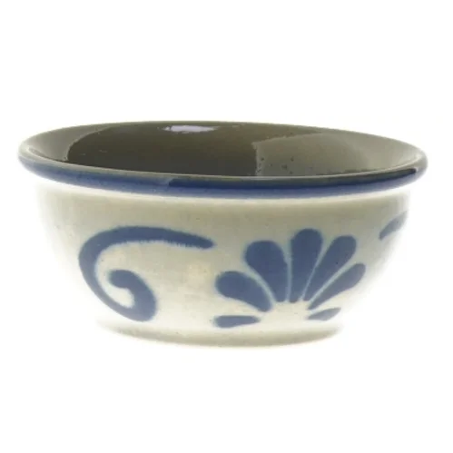 Keramisk skål med blåt mønster (str. Ø 10,5 cm)