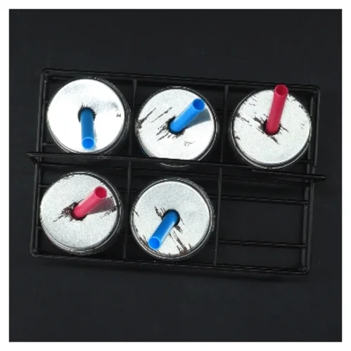 Glaskrukker med sugerør i holder (str. 16,5x11 cm)