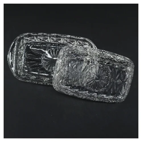 Glas smørfad med låg (str. 19 cm)