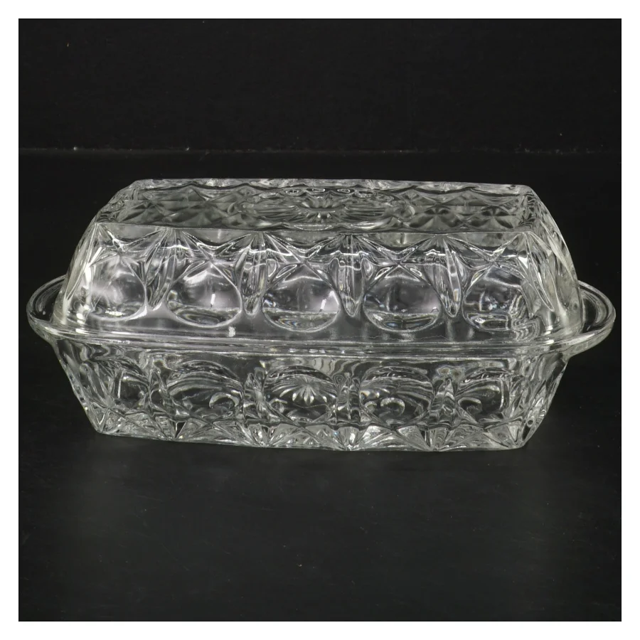 Glas smørfad med låg (str. 19 cm)