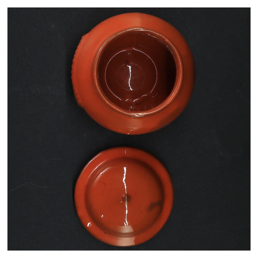 Røde krukker med låg (str. Ø 9 cm h 10 cm)