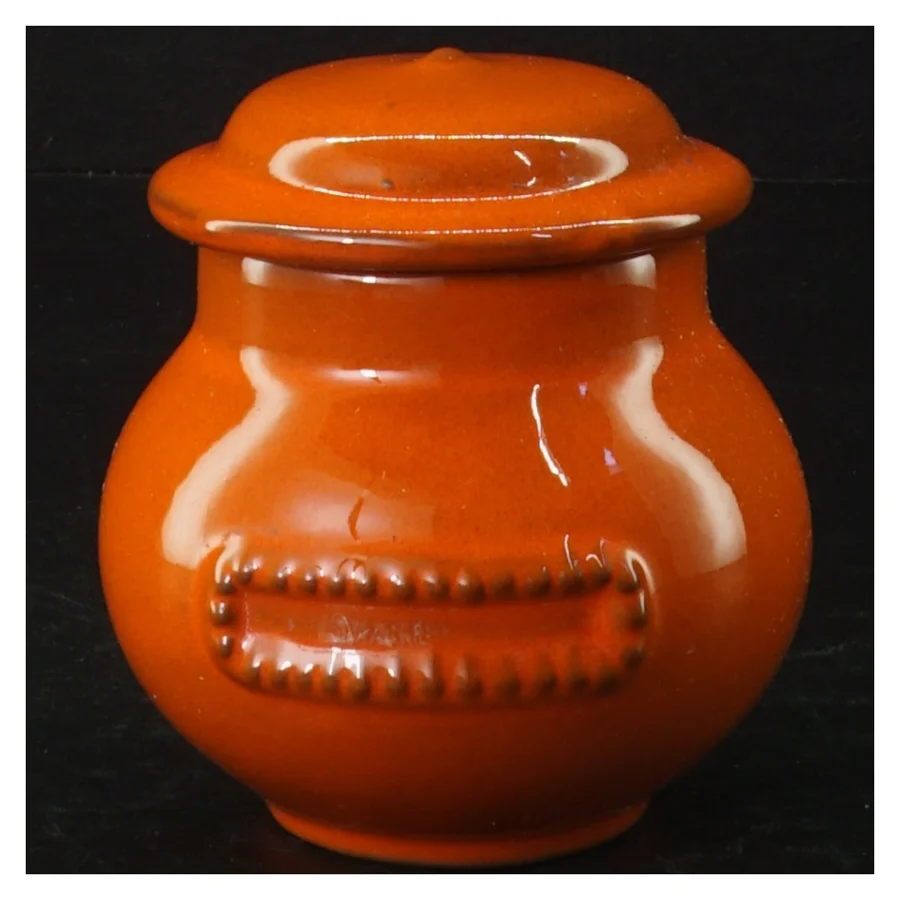 Røde krukker med låg (str. Ø 9 cm h 10 cm)