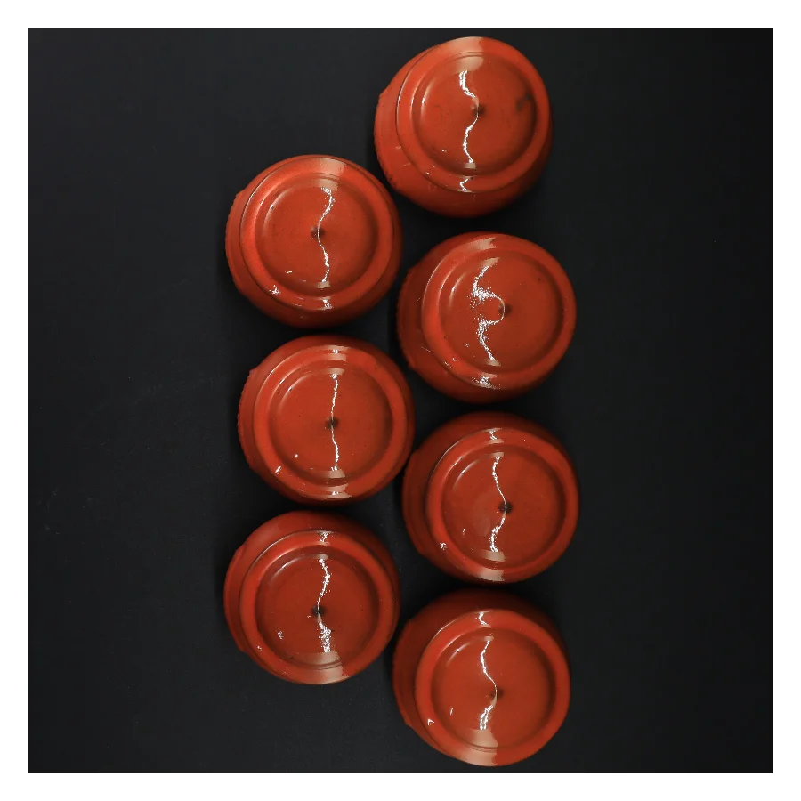 Røde krukker med låg (str. Ø 9 cm h 10 cm)