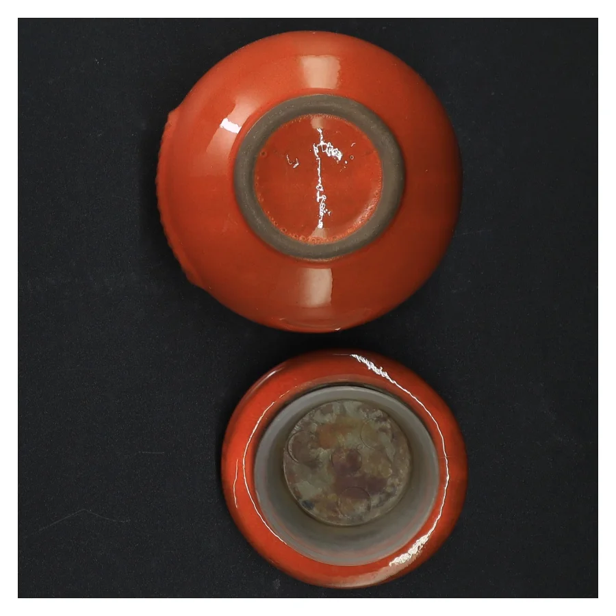 Røde krukker med låg (str. Ø 9 cm h 10 cm)