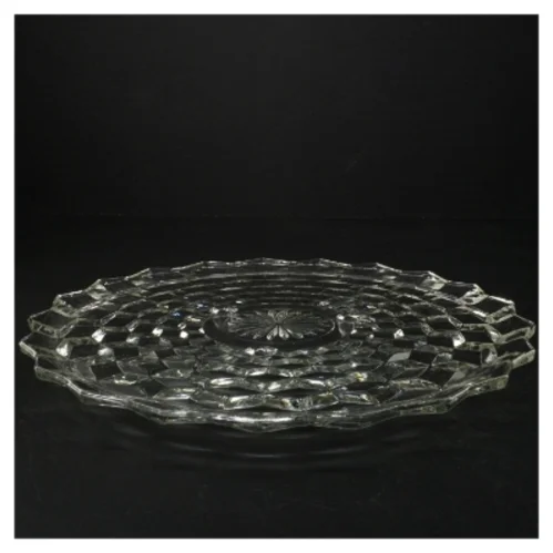 Glasfad med dekorativt mønster (str. 31 cm i diameter)