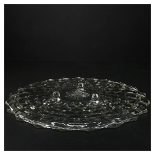 Glasfad med dekorativt mønster (str. 31 cm i diameter)