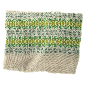 Dug med grøn og blå mønster (str. 117x230 cm)