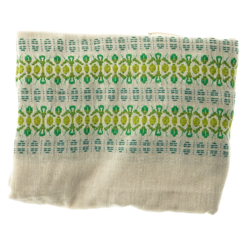 Dug med grøn og blå mønster (str. 117x230 cm)