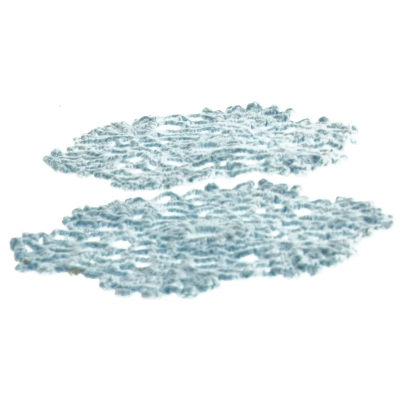 Hæklede lysblå dækkeservietter (str. Ø 14 cm)