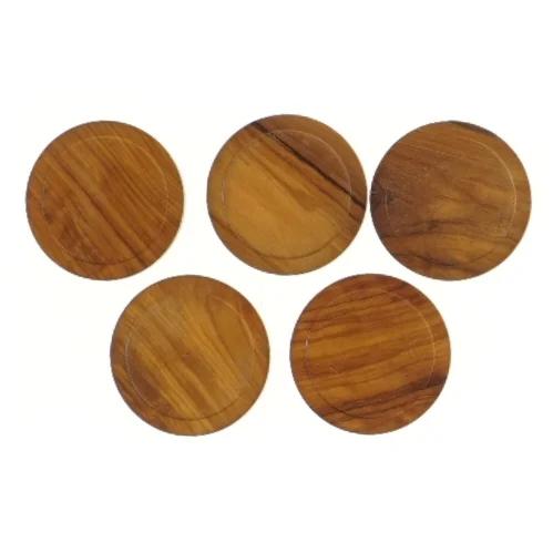 Træ glasbrikker (str. 5 styk, ø 8 cm)