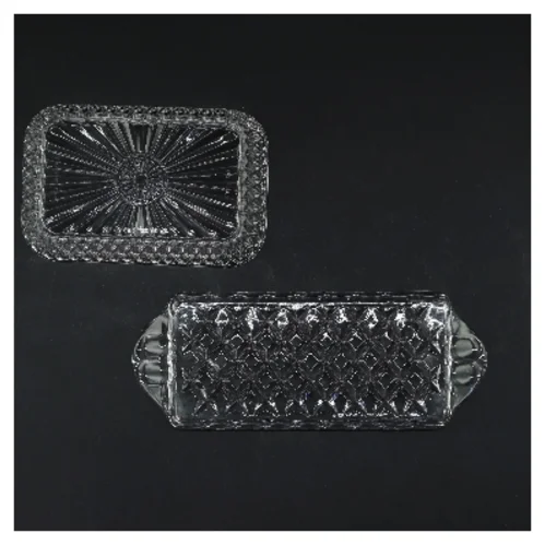 Glass skåle med mønstret design (str. 8x21 & 9x14,5 cm)