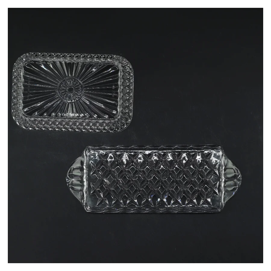 Glass skåle med mønstret design (str. 8x21 & 9x14,5 cm)