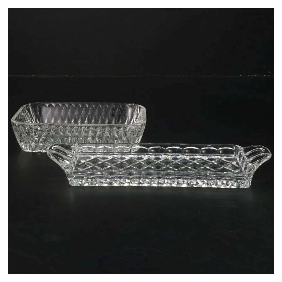Glass skåle med mønstret design (str. 8x21 & 9x14,5 cm)