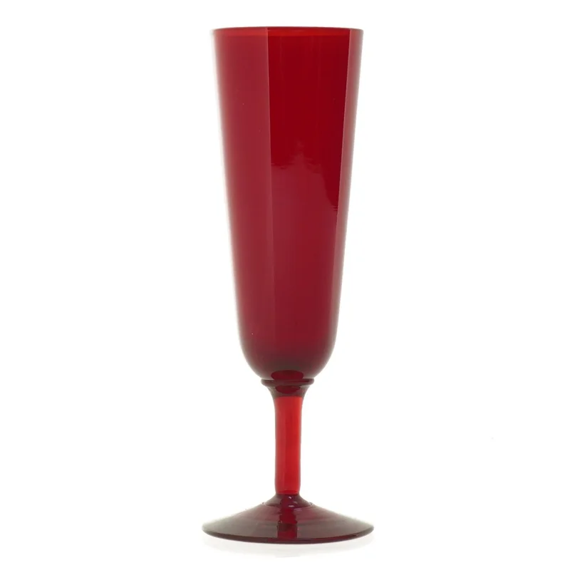 Rødt champagne glas (str. 18 cm)