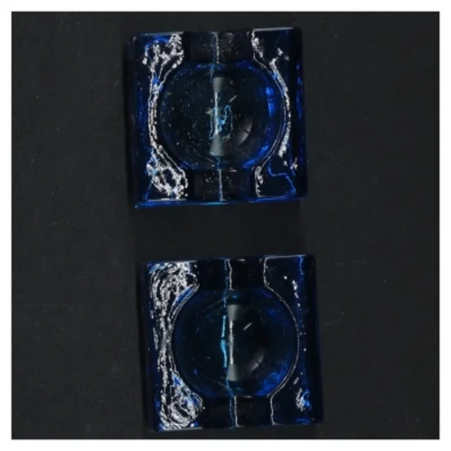 Blå glaslysestager (str. 5 cm)