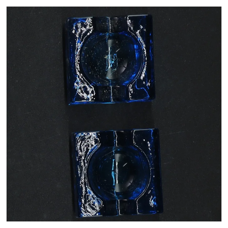 Blå glaslysestager (str. 5 cm)