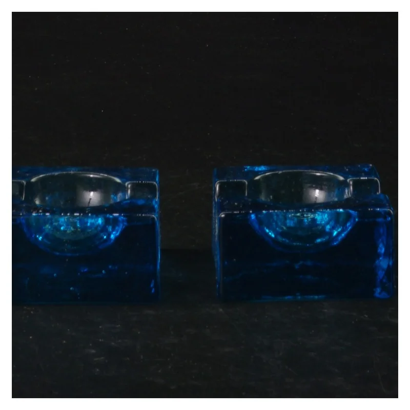 Blå glaslysestager (str. 5 cm)