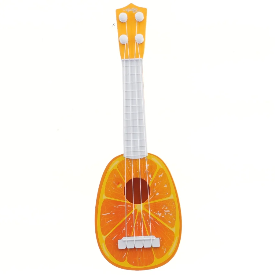 Børneukulele med appelsinmotiv (str. 36x11 cm)