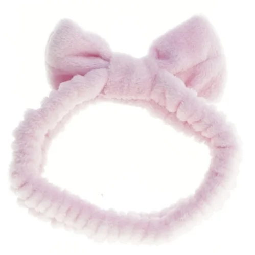 Lyserød pandebånd med sløjfe (str. Ø 20 cm)