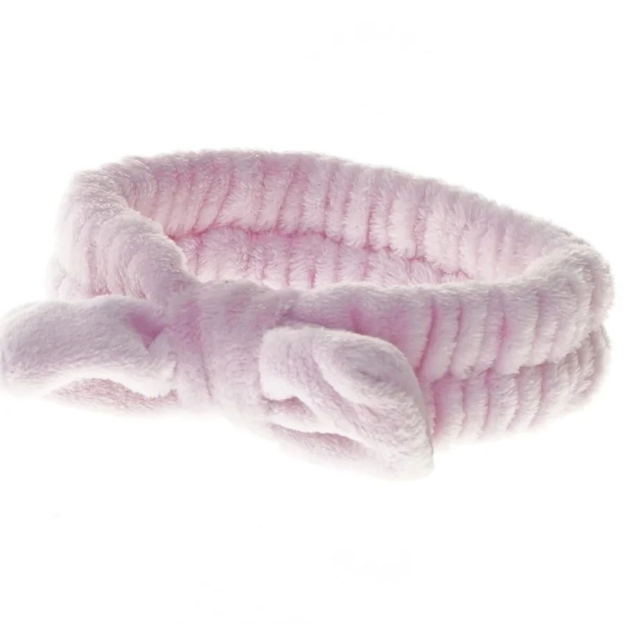 Lyserød pandebånd med sløjfe (str. Ø 20 cm)