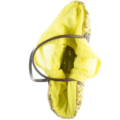 Gul flettet strandtaske (str. 55 x 52 x 21 cm)