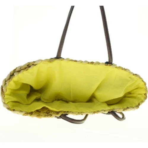 Gul flettet strandtaske (str. 55 x 52 x 21 cm)