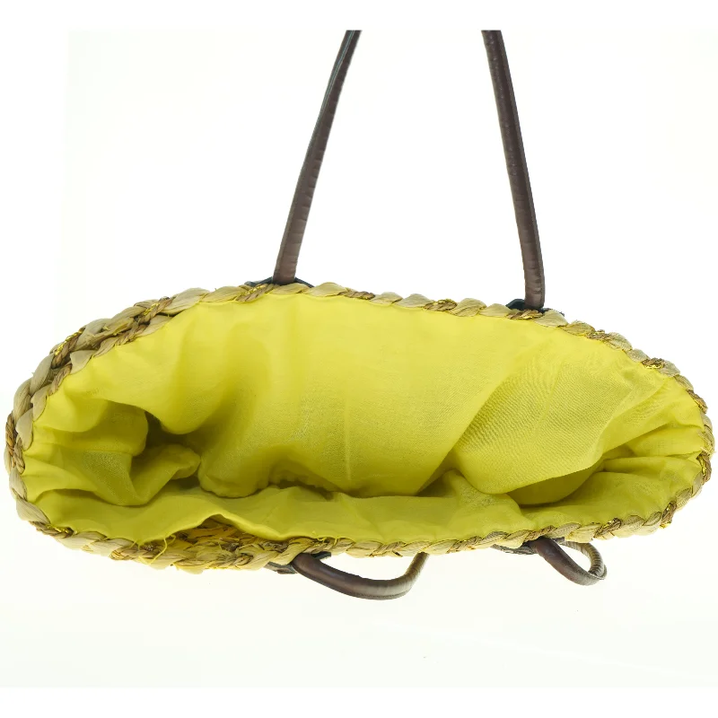 Gul flettet strandtaske (str. 55 x 52 x 21 cm)