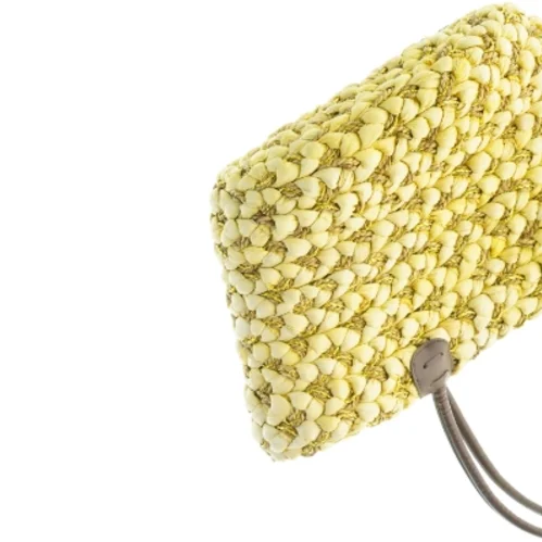 Gul flettet strandtaske (str. 55 x 52 x 21 cm)