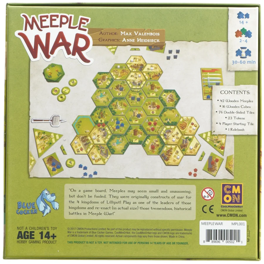 Meeple War brætspil fra Blue Cocker (str. 25x25 cm)