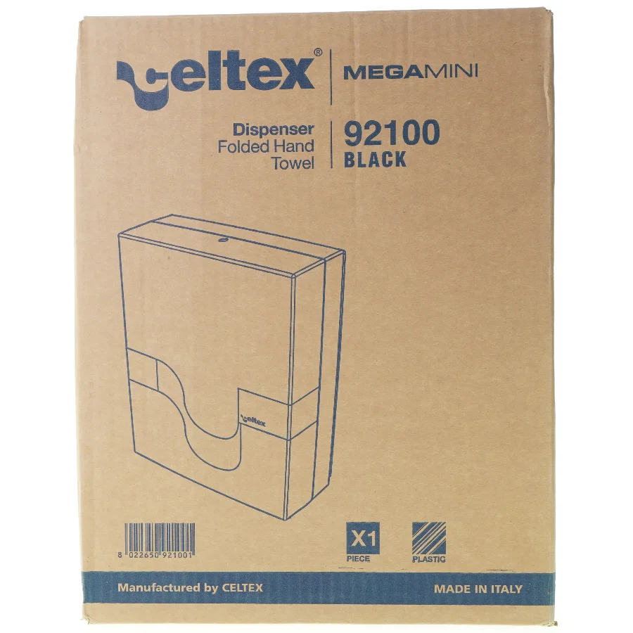 Dispenser folded hand towel mega mini 9 2 1 0 0 black fra Celtex (str. 36 x 28 x 12 cm)