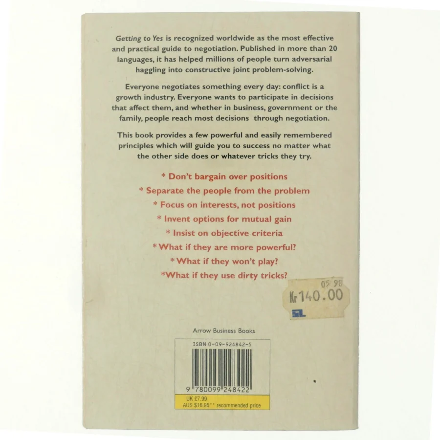 Getting to yes by Roger Fisher