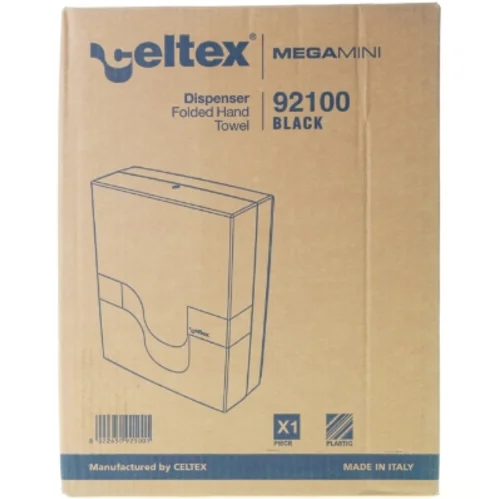 Dispenser folded hand towel mega mini 9 2 1 0 0 black fra Celtex (str. 36 x 28 x 12 cm)