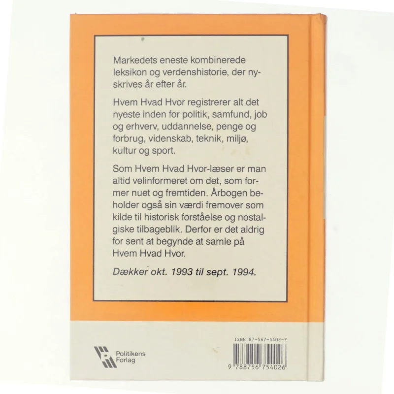 Hvem Hvad Hvor 1995 fra Politikens Forlag