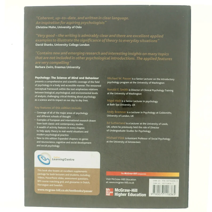Psychology af Michael W. Passer, Andy Bremner, Ronald E. Smith, Nigel Holt, Michael Vliek, Ed Sutherland (Bog)
