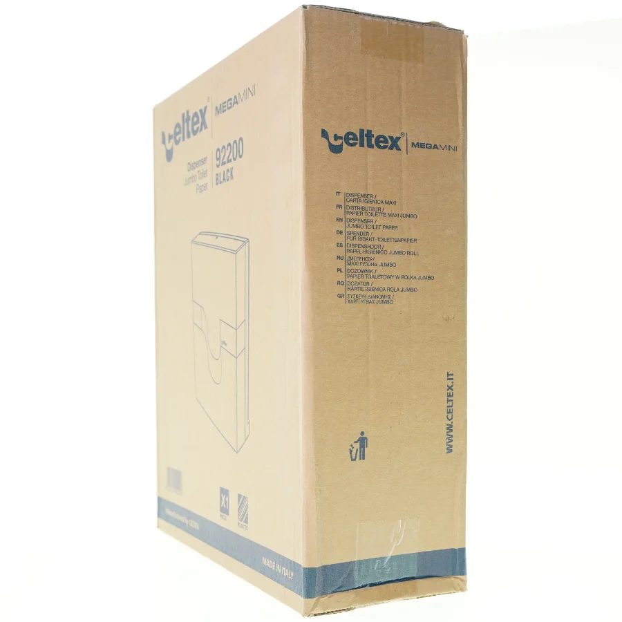 Dispenser jumbo toilet paper mega mini 9 2 2 0 0 black fra Celtex (str. Niogtredve x 33 x 13)