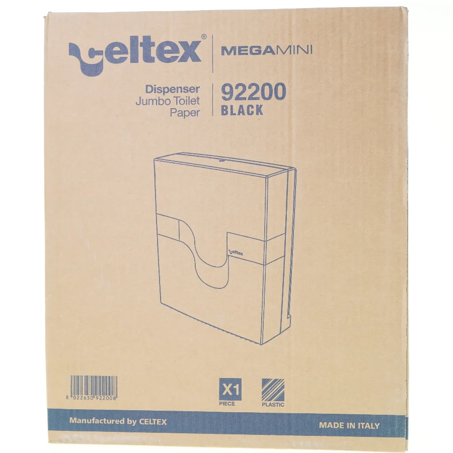 Dispenser jumbo toilet paper mega mini 9 2 2 0 0 black fra Celtex (str. Niogtredve x 33 x 13)