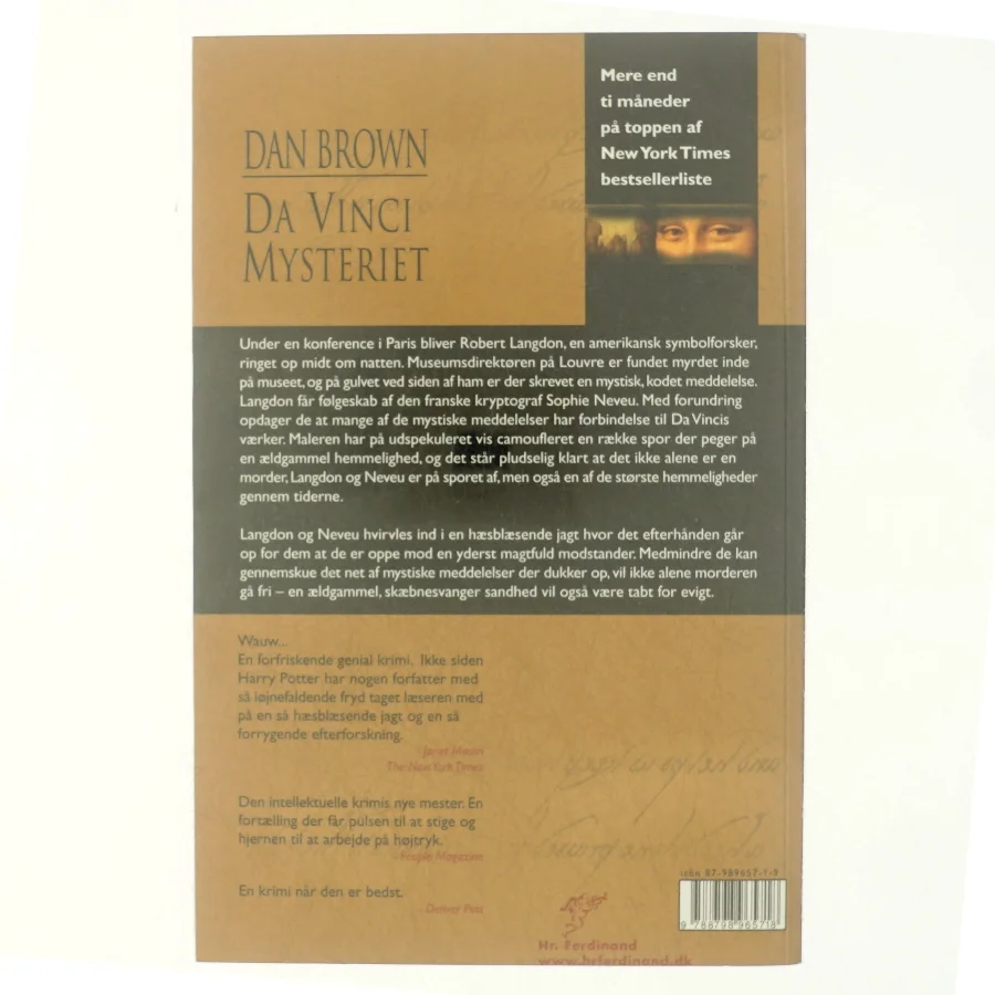 Da Vinci mysteriet af Dan Brown (Bog)