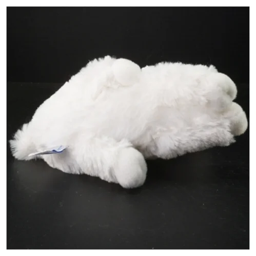 Hvid plyskanin med blåt bånd fra Lambi (str. 24 x 11 cm)