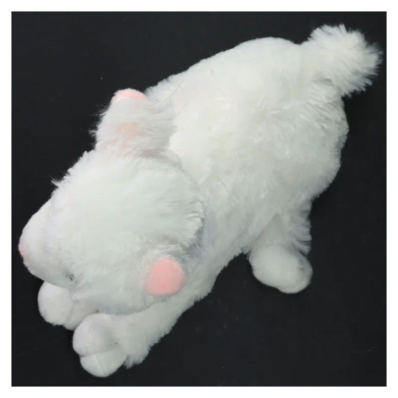 Hvid plyskanin med blåt bånd fra Lambi (str. 24 x 11 cm)