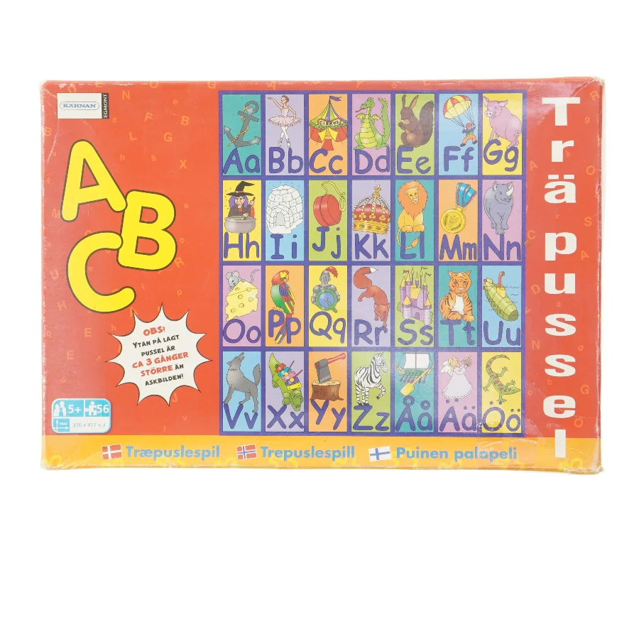Træpuslespil med ABC-motiver fra Karnan (str. 56 brikker)
