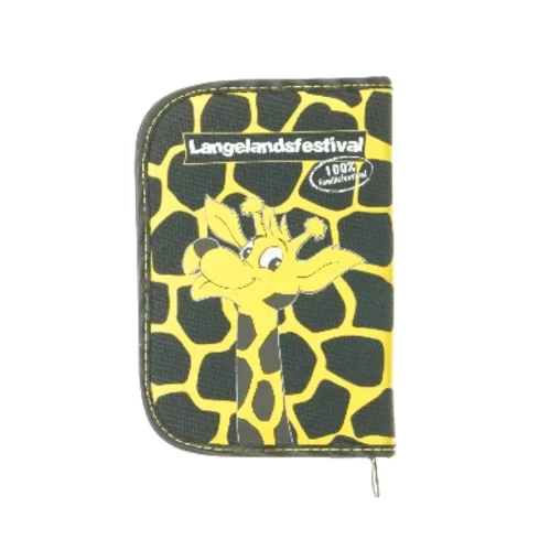 Gul giraff penalhus fra Langelandsfestival (str. 19x13x2,5 cm)