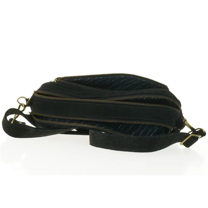 Sort bæltetaske i velour
