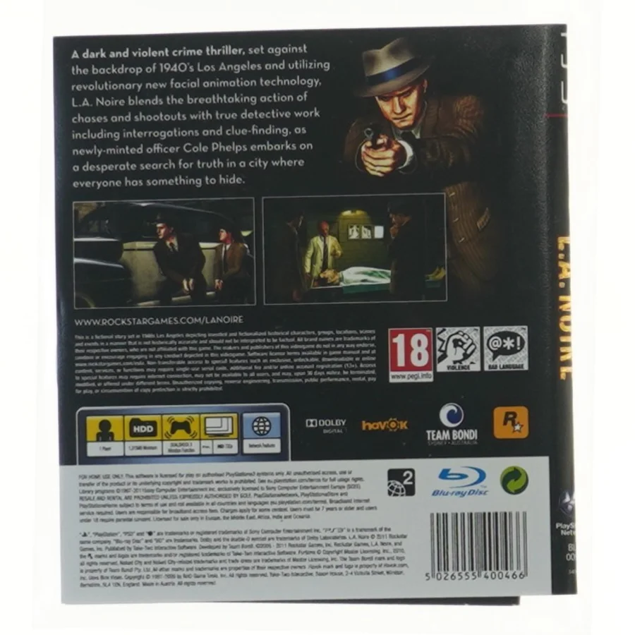 L.A. Noire til PS3 – I pladsbesparende cover