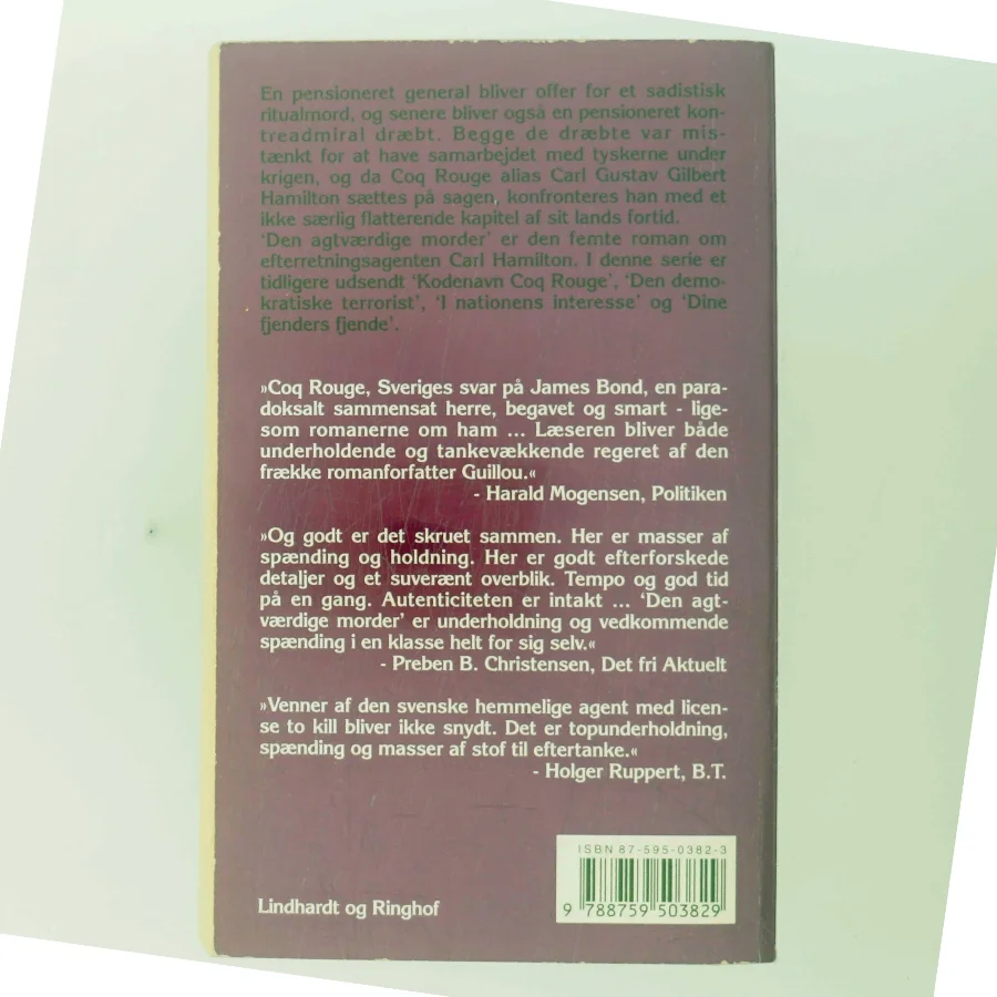 Den agtværdige morder af Jan Guillou (Bog)