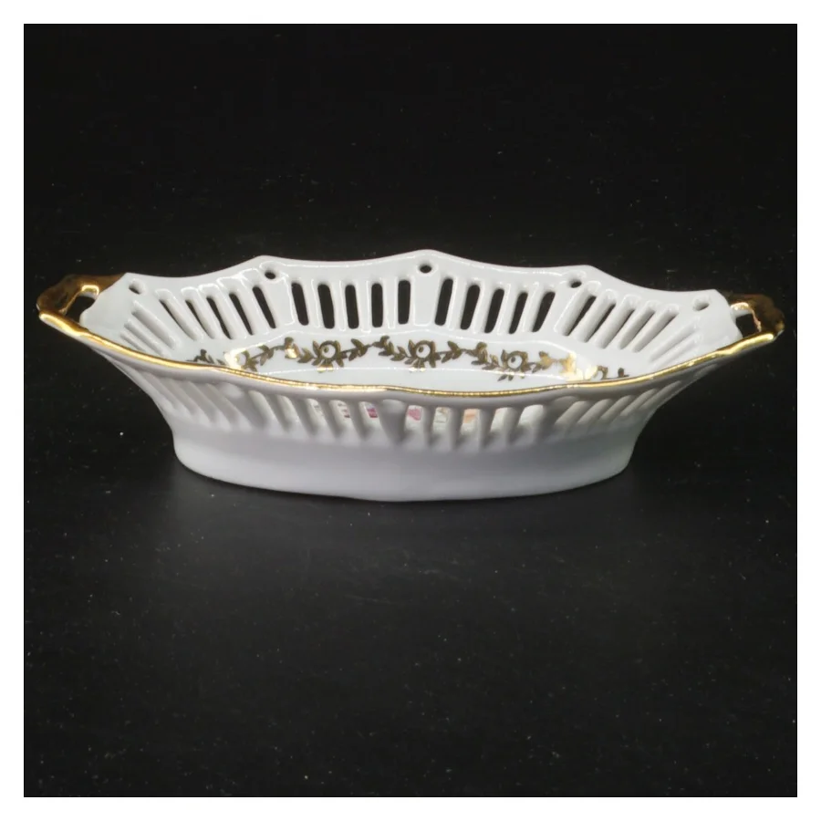 Porcelænsfad med blomstermotiv - 14 cm