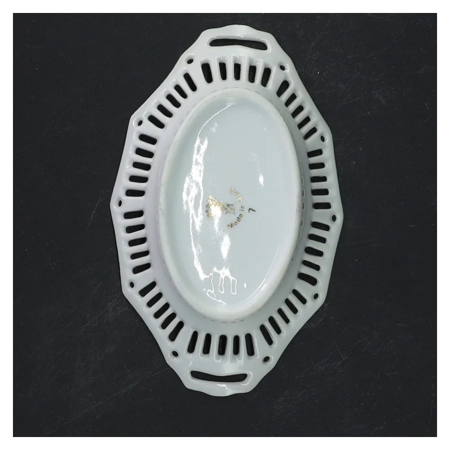 Porcelænsfad med blomstermotiv - 14 cm