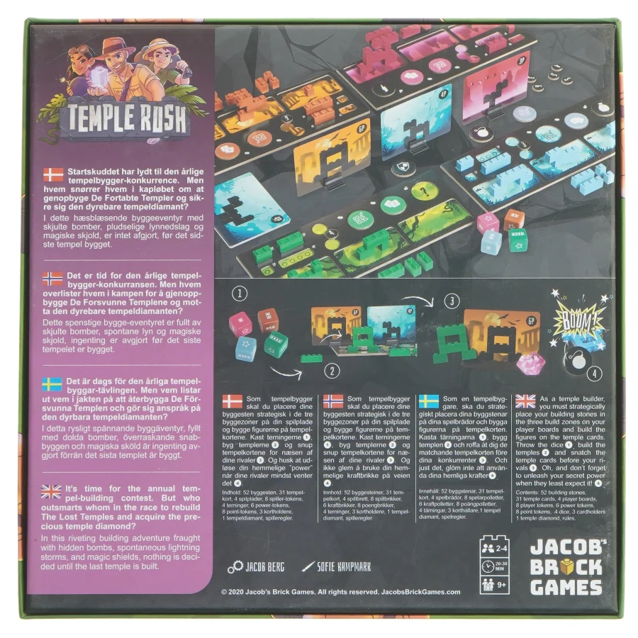 Temple Rush brætspil fra Jacob's Brick Games (str. 25x25 cm)