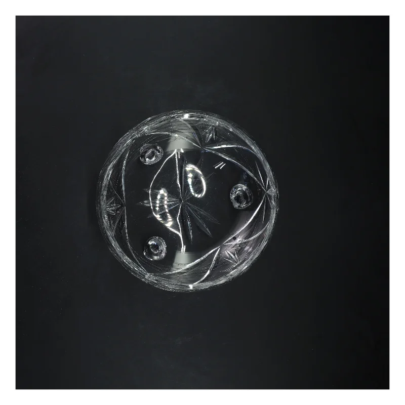 Slebet krystalskål på fødder - Ø 17 cm